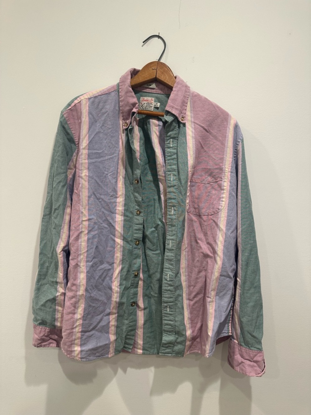 J.Crew Broken-In Oxford Slim Pastel Stripe Shirt Size Medium Vintage